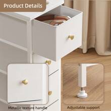 Tomnk Narrow Side Table, Small Nightstand With 4/5 Fabric Drawers, Skinny Bedside Table, Slim End Table For Bedroom, Dorm, Small Spaces, White - trắng - Xem 6