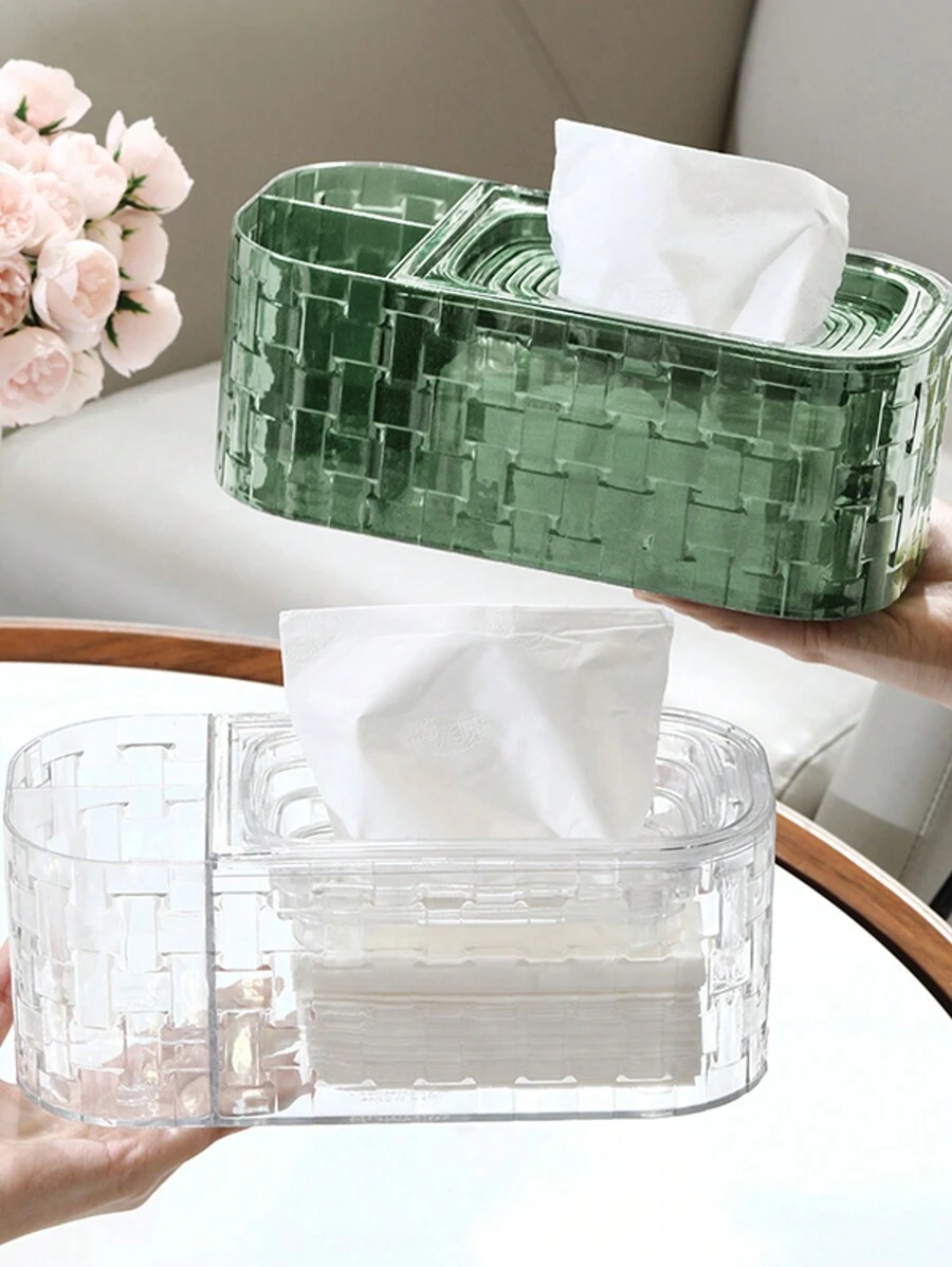 三格多功能纸巾盒轻巧奢华家居客厅茶几遥控器收纳盒创意纸巾盒返校