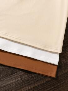 Bộ 3 áo thun tay ngắn cổ tròn in họa tiết trái tim và chữ cho bé gái, thời trang trẻ em, thoải mái, thoáng khí, mặc thường ngày mùa xuân/hè - Nhiều màu - Xem 5