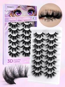 MAGEFY 1/8 对 D 卷曲交叉假睫毛簇状蓬松全条，2 种款式可供选择，湿润仿貂皮睫毛蓬松凌乱睫毛延长化妆时尚长浓密自然卷曲湿假睫毛，假睫毛派对日常化妆假睫毛，3D 假睫毛自然假睫毛戏剧性浓密假睫毛化妆睫毛延长，自然逼真睫毛全条睫毛持久纤长浓密流行化妆美容工具﻿