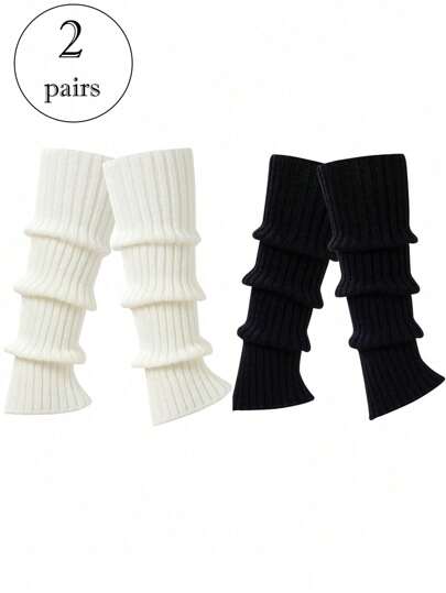 2Pairs Leg Warmers For Women, Cute Knit Leg Warmer Socks For Dance, Fall / Winter
