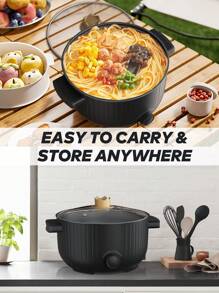 PANCERKA Olla eléctrica multiusos de gran capacidad de 3L, 1000W de alta eficiencia energética con control de temperatura ajustable, ideal para sopas, al vapor y fideos, diseño portátil para dormitorios, oficinas y viajes, interior antiadherente y fácil de limpiar