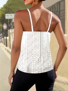 Casual Lace V-Neck Cami Tank Top, Suitable For Slender Figures In Summer - White - View 2