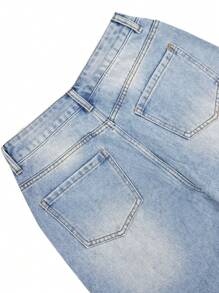 NVFelix 2025 New Women's Y2K Street Summer Casual Outdoor Hot Fashion Five-Point Shorts Straight-Leg Washed Jeans - Medium Wash - View 7