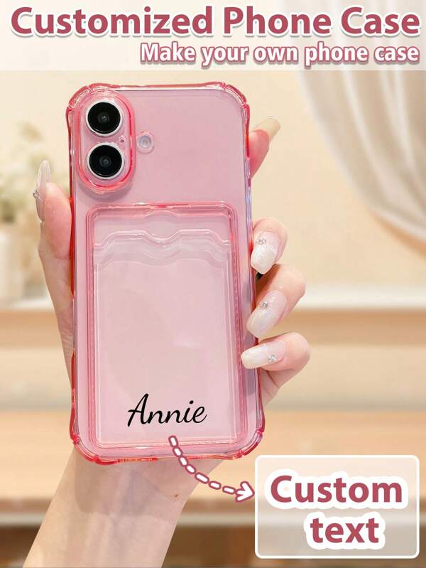 1 Stück individuell anpassbare stoßfeste rosa TPU Handyhülle, geeignet für iPhone, Android, OPPO Handy