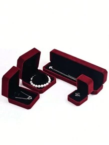 1pc Jewelry Box Bracelet & Ring Box Velvet Ornament Storage Pendant Package Box, Gift
