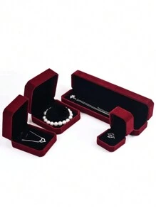 1pc Jewelry Box Bracelet & Ring Box Velvet Ornament Storage Pendant Package Box, Gift