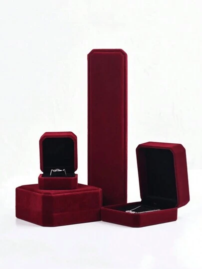 1pc Jewelry Box Bracelet & Ring Box Velvet Ornament Storage Pendant Package Box, Gift
