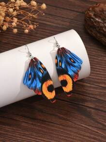Butterfly Wing Drop Earrings - Multicolor - View 2