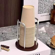 1pc Bamboo & Wood Paper Cup Holder, Paper Cup Dispenser, Multi-Function Cup Rack, Household Kitchen Supplies, For Coffee & Tea Cups - Suitable For Home And Commercial Use! - Multicolor - View 13