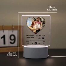 1pc Customized Photo Music Lamp, Personalize With Your Photos To Share Your Precious Memories And Cherished Moments. It's The Perfect Gift For Family And Friends. Can Be Used As Wall Decor, Home Decor, Valentine's Day, Birthday, New Year Gift Or Souvenir. - Multicolor - View 4
