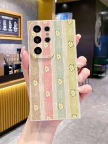 Ốp điện thoại họa tiết hoa sọc, chống rơi vỡ, tương thích với iPhone/Galaxy/Infinix/Redmi/OPPO/VIVO/Realme, phiên bản quốc tế, không phải phiên bản nội địa. - Màu be - Xem 4