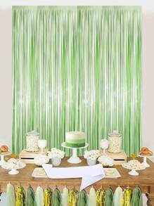 1/2/3件套浅绿色金属丝流苏帘，派对背景装饰，金属箔流苏背景幕布，节日生日派对用品，性别揭晓派对，迎婴派对，新娘送礼会装饰 - 淺綠色 - 查看 4