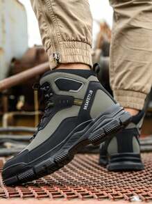 Nowe, unisexowe, wysokie buty robocze, lekkie, odporne na zgniecenia i przebicia, wodoodporne, antypoślizgowe i odporne na zużycie, do zastosowań w budownictwie i przemyśle. - czarny zielony - Zobacz 9