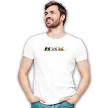 Short Sleeve Embroidered T-Shirt With 3 Cats On The Wall