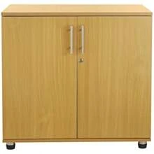 Beech Office Storage Cupboard 2 Door Bookcase With Lock 75cm Tall Desk Height Desktop Extension 750mm - Beech1 - View 4