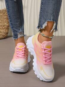 Damen Plateau-isolierte Freizeitschuhe, runde Zehenkappe mit Flammen-Muster, leichte Lauf-Sneaker, rutschfeste weiche Sohle für Outdoor-Sport