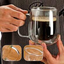 2 pièces et ensemble de 4 tasses à café en verre à double paroi avec anses (250 ml, 350 ml). Ensembles de tasses à thé. Convient aux sachets de thé, au café, au matcha, au thé rouge. Rentrée scolaire