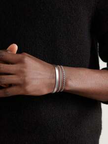Set de 3 pulseras minimalistas y elegantes de acero inoxidable ajustables para hombres, adecuadas para uso diario