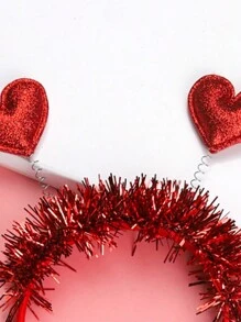 1 件儿童时尚发带，情人节红色亮片心形头带，派对和生日发饰 - 2顆大愛心髮箍 - 查看 5