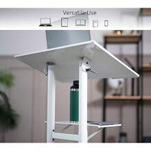 24 Inch Height Adjustable Multi-Purpose Rolling Podium Lectern White CART-V03W With Storage Tray Laptop Workstation Desk - White1 - View 8