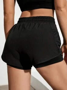 Shorts de yoga 2 en 1 para mujeres con tela de secado rápido y bolsillos de malla - Para fitness casual, entrenamientos en el gimnasio - Adecuado para el verano - Para mujeres - Perfecto para un estilo de vida activo