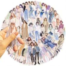 50 pezzi Adesivi decorativi in PET con graffiti e ragazze di tendenza, adatti per decorare diari, custodie per telefoni, tablet e tavoli, resistenti all'acqua, idea regalo