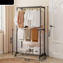 Telescopic Clothing Rack Heavy-DutyMetal Garment Rack On Wheels AdjustableTelescopic Clothes Drying Rack For LivingRoom