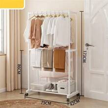 Telescopic Clothing Rack Heavy-DutyMetal Garment Rack On Wheels AdjustableTelescopic Clothes Drying Rack For LivingRoom