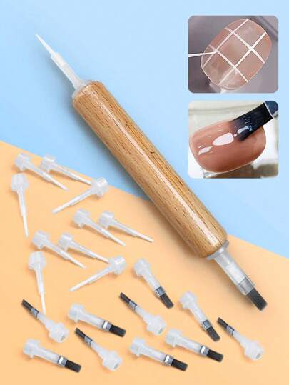 Beautizon Nailartlab 20Pcs/21Pcs Nail Polish Salon Brush Set, Flat And Pointed Nail Art Double Head Brush, Suitable For Nail Art Gel Multi-Purpose Brush, Simple And Convenient