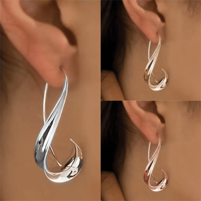1 Pasang Anting Hoop Lingkaran Asimetris Boho Elegan, Desain Unik Cocok untuk Pemakaian Sehari-hari dan Hadiah Hari Valentine untuk Wanita