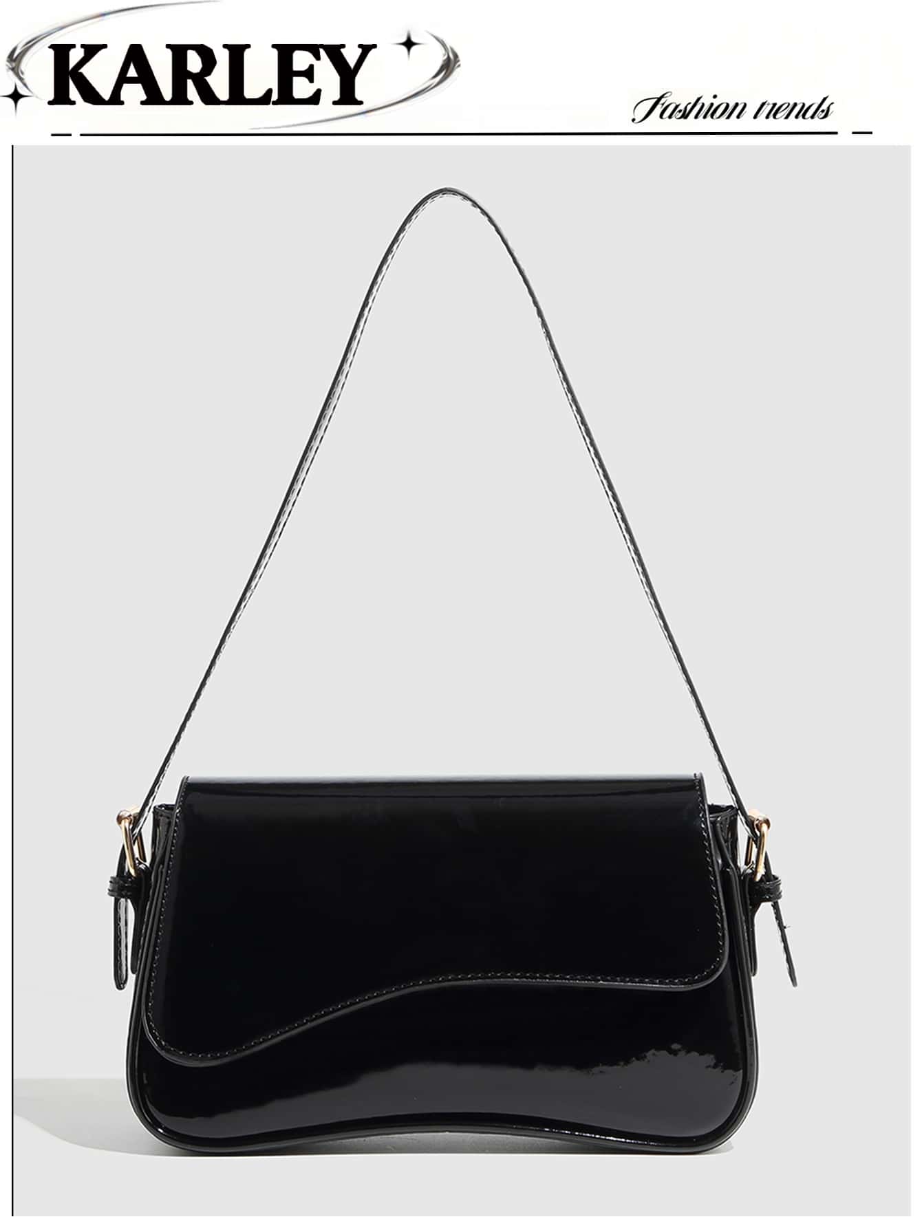 1pc Burgundy Minimalist Solid Color Women's Shoulder Bag, Flap Shoulder Bag, Baguette Bag, Handbag, Underarm Bag, Square Bag, PU Leather Texture Bag, Patent Leather Crocodile Grain PU Fashionable Multifunctional Elegant Sexy Suitable For Handheld, Shoulder, Work, Business, Commute, Outdoor, Travel, Bag Size: 27*15*6cm