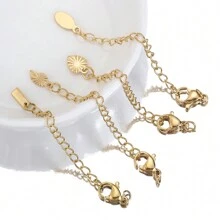 10pcs Stainless Steel Extension Chain With Lobster Clasp, Suitable For DIY Jewelry Making, Necklaces And Bracelets
