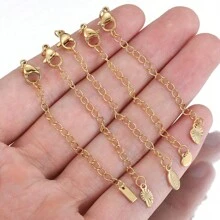 10pcs Stainless Steel Extension Chain With Lobster Clasp, Suitable For DIY Jewelry Making, Necklaces And Bracelets