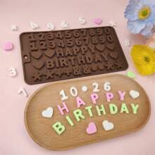 1pc Silicone Chocolate Mold, Candy Letter & Number Mold, Happy Birthday Date Cake Decorative Alphabet Mold - Multicolor - View 1