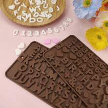 1pc Silicone Chocolate Mold, Candy Letter & Number Mold, Happy Birthday Date Cake Decorative Alphabet Mold - Multicolor - View 2