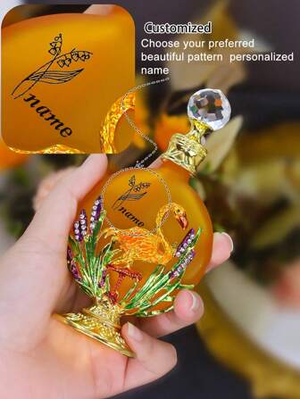30ml Vintage Creative Premium Flamingo Enamel Crafted Perfume Bottle, Custom Personalized Printing, Picture Monogram, Refillable Perfume Container Bottle, Holiday Travel Perfume And Essential Oil Dispenser Bottle, Perfect Gift For A Lady (No Perfume, Empty Bottle Only)