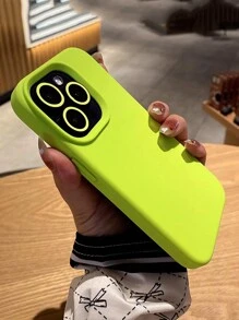 Funda de teléfono de silicona líquida de unicolor minimalista básica, resistente al agua, a los golpes y a los arañazos - Verde - Ver 3