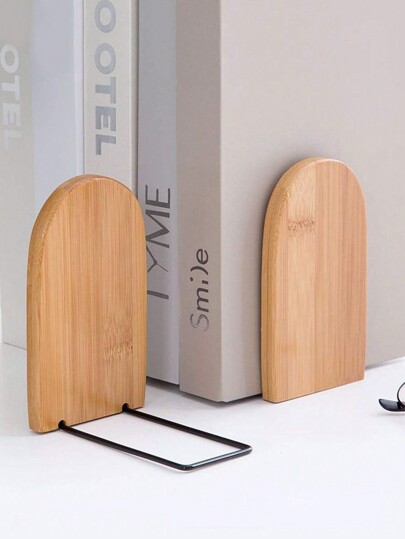 1 Creative Wooden Book Stand Made Of Bamboo, With Student Books Stored On Shelves By Partitions, Suitable For Home Office, Library, School, And Study Decoration