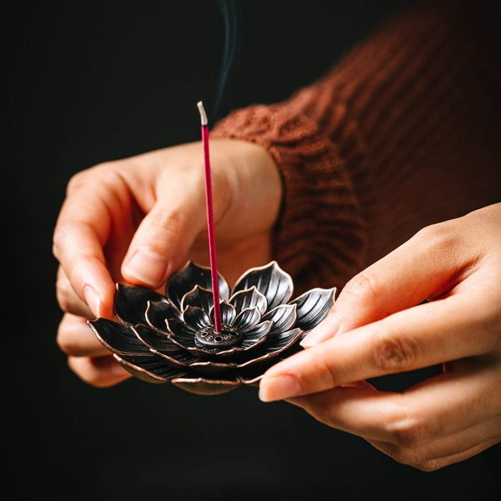 1/2/3 pezzi Bruciatore di incenso a forma di loto, Portaincenso a forma di loto classico, Piatto a forma di loto retrò, Compatto ed elegante, Materiale in lega, Artigianato antico, Multiuso, Decorazione artistica per soggiorno, camera da letto, tavolino da caffè
