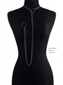 Women's Handmade Punk Gothic Style Heart-Shaped Sliding Chain Necklace - Heart - View 8