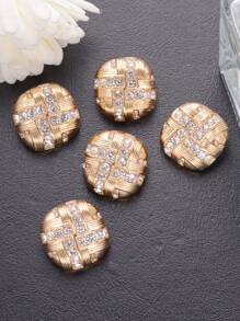 5 cái/gói Nút kim loại 3D rỗng hình vuông cổ điển có sọc đính đá, dùng cho áo khoác, áo len, áo len cardigan, vest; tự làm cho giày dép, mũ, hộp quà tặng, túi xách, mặt dây chuyền, phụ kiện trang trí - Nhiều màu - Xem 7