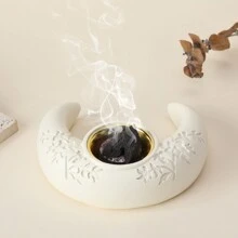 1 件花卉和新月形香炉，时尚设计，可用作熏香、烛台、卧室、客厅、餐厅、工作室、茶室、休闲空间、桌面展示、氛围营造、节日场合的家居装饰 E-I-D - 彩色 - 查看 1