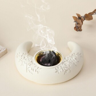 1 pieza Quemador de incienso con forma de flor y medialuna, diseño de moda, usado como incienso, soporte para velas, decoración del hogar para dormitorio, sala de estar, comedor, estudio, salón de té, espacio de ocio, exhibición de escritorio, creación de ambiente, ocasiones festivas