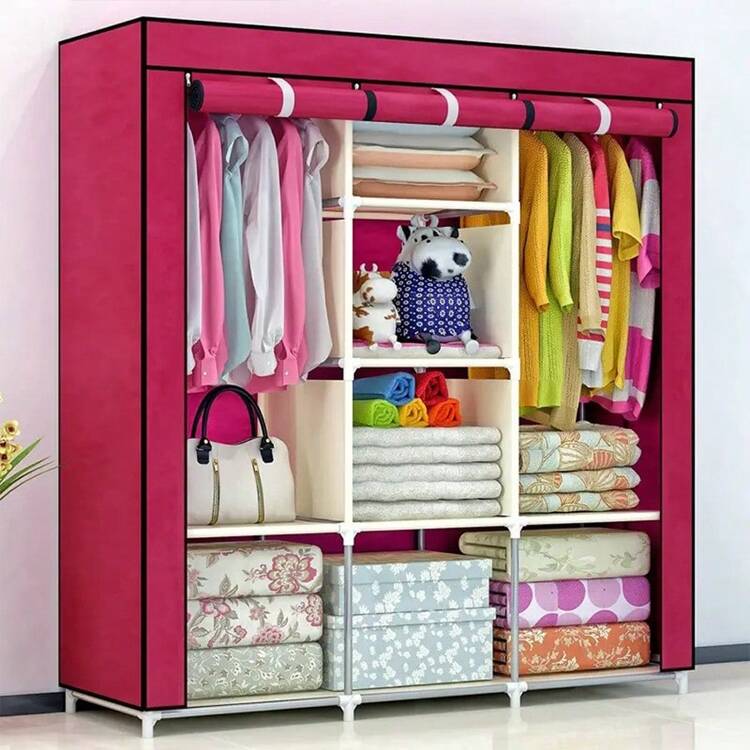 Closet Armable con Tela Repelente al Polvo, Estructura Resistente y de Alta Calidad - Diseño Práctico y Estético para una Organización Eficiente del Hogar - Clóset Modular Armable con Tela Resistente y Antipolvo - Almacenamiento Práctico y Elegante para Ropa y Accesorios, Fabricado con Materiales de Alta Durabilidad - Rojo - Añade 2