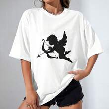 Unisex 100% Cotton T - Shirt With Alluring Cupid Silhouette Design, Ideal For Women