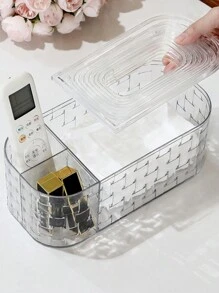 三格多功能纸巾盒轻巧奢华家居客厅茶几遥控器收纳盒创意纸巾盒返校 - 彩色 - 查看 11