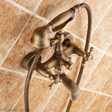 Futchoy Retro Juego de grifos de bañera de latón Ducha de mano Bañera Mezclador de grifo Grifo - Dorado - Ver 3