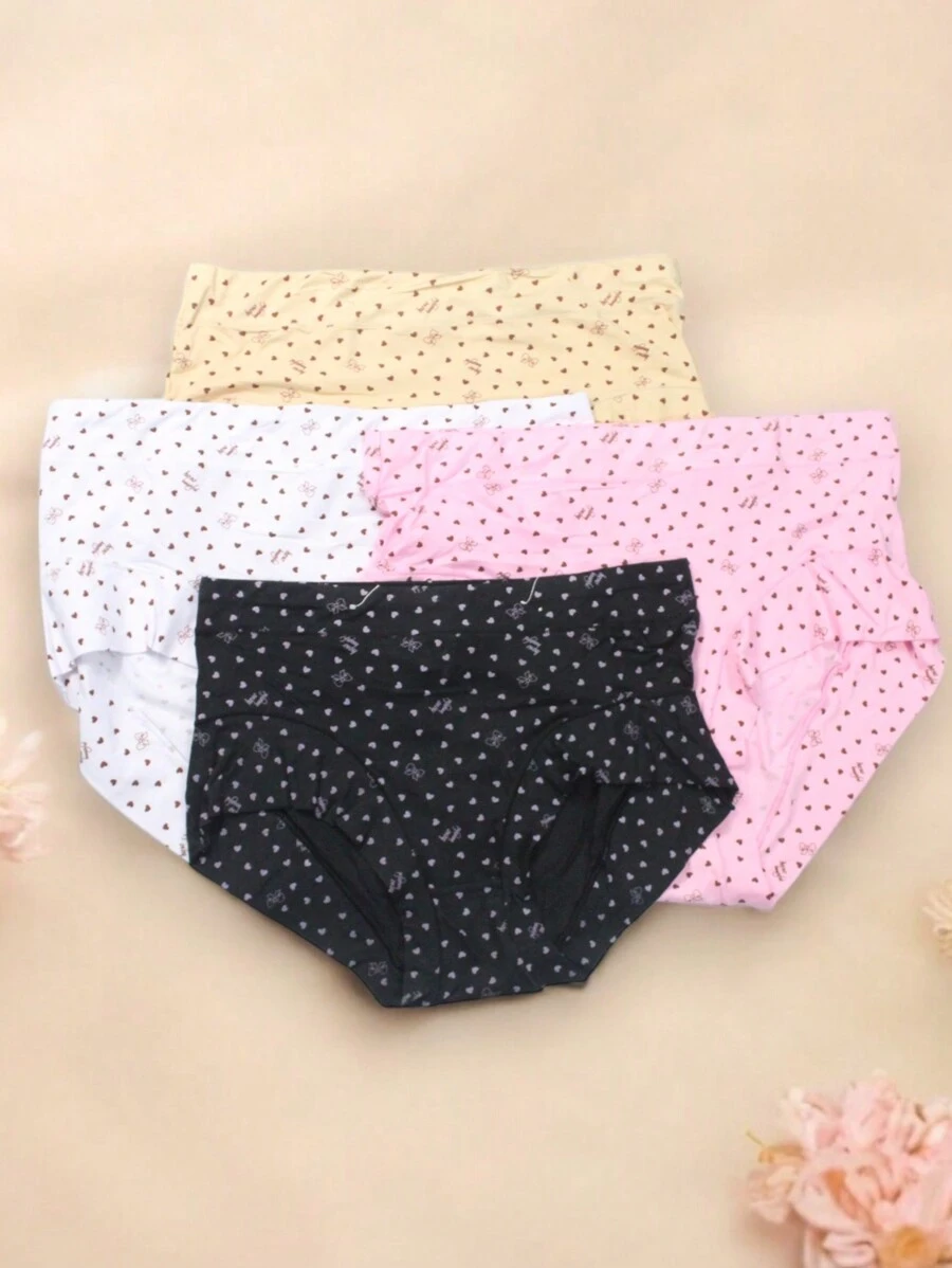 Conjunto de 2 Calzones tallas Extras, Lindo diseño de corazones, multicolor, suaves, frescos y cómodos, calidad premium. (los colores se envían al azar) - Multicolor - Ver 1