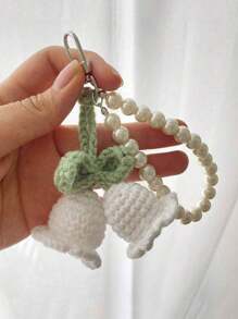 1 pièce Porte-clés mode bohème, pendentif fait à la main en fleur tressée pour sac à dos/cartable/sac à main, porte-clés fait main en fleur tricotée, bracelet décoré de perles / porte-clés / porte-clés, crochet fleur bibelot cadeaux pour femmes, bracelet en fleur au crochet porte-clés tressage sac à main sac à dos accessoire de clé de voiture tour de cou téléphone femme cadeau